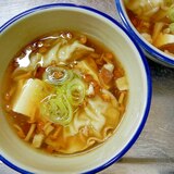 なめこと椎茸と豆腐の和風　水餃子スープ